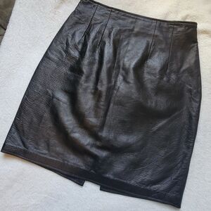 Vintage Cedars Black 100% Leather Skirt